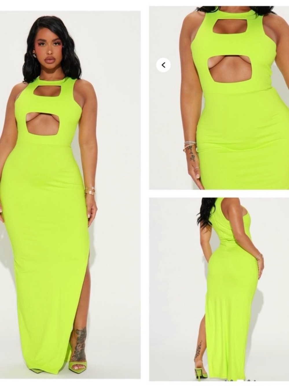 Fashion Nova Neon Lime Cutout Maxi Dress - Picture 3 of 3